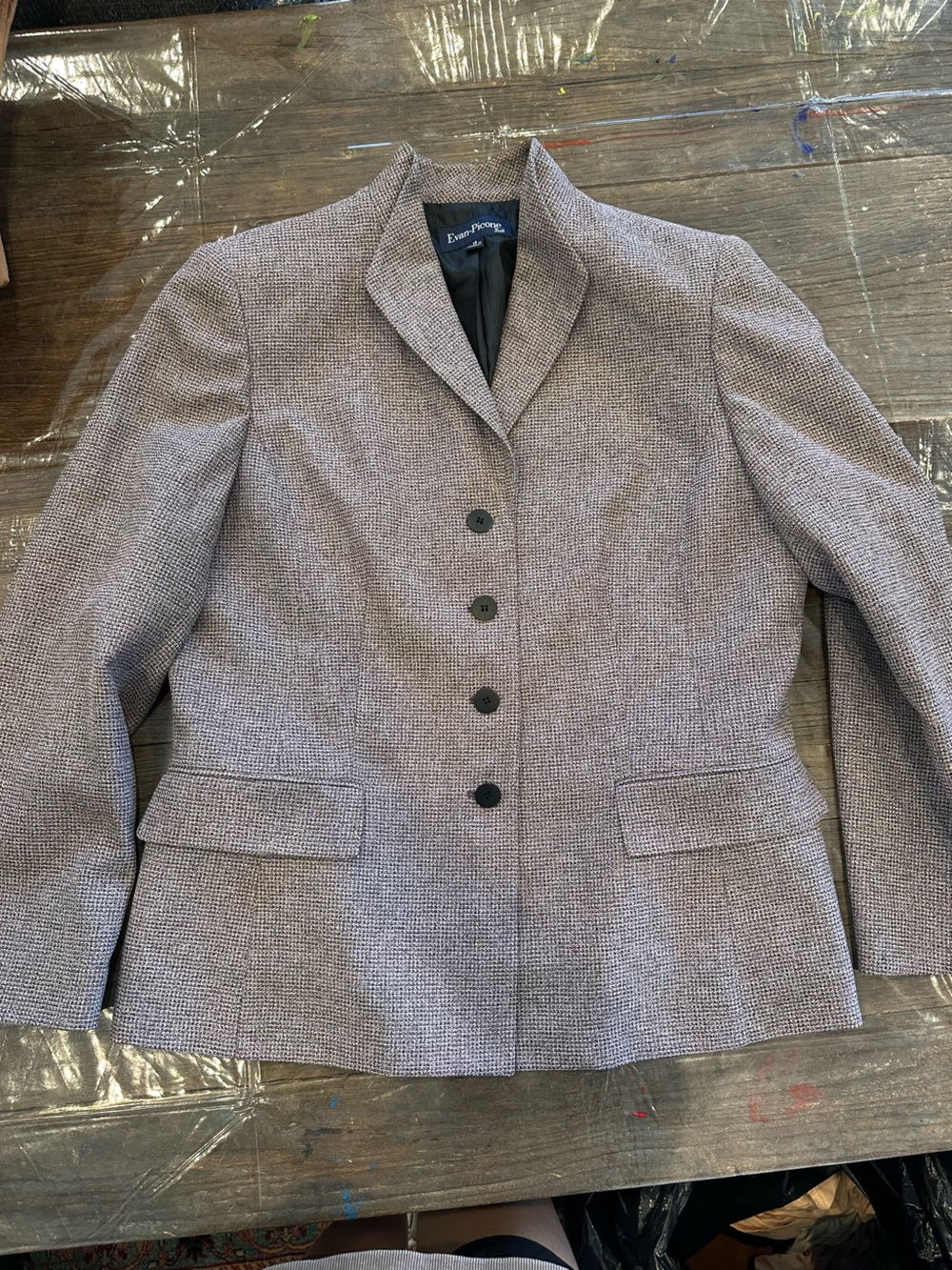 Evan Picone Men's Textured Light Gray Pea Coat